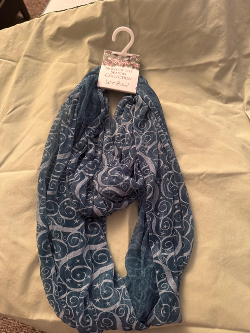 Blue Swirl Infinity Scarf - Stars & Spirals